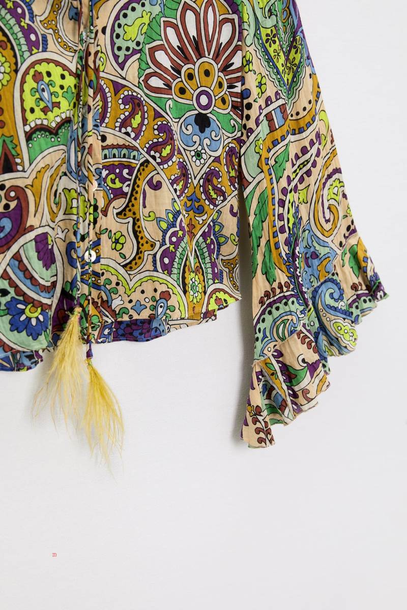 ZARA PRINTED WITH FEATHERS Blusar Dam Olika Färger Röda | WIEPU-3972
