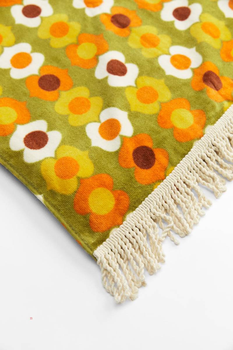 ZARA PRINTED WITH FRINGING Handdukar Dam Gröna | KVNMG-8274