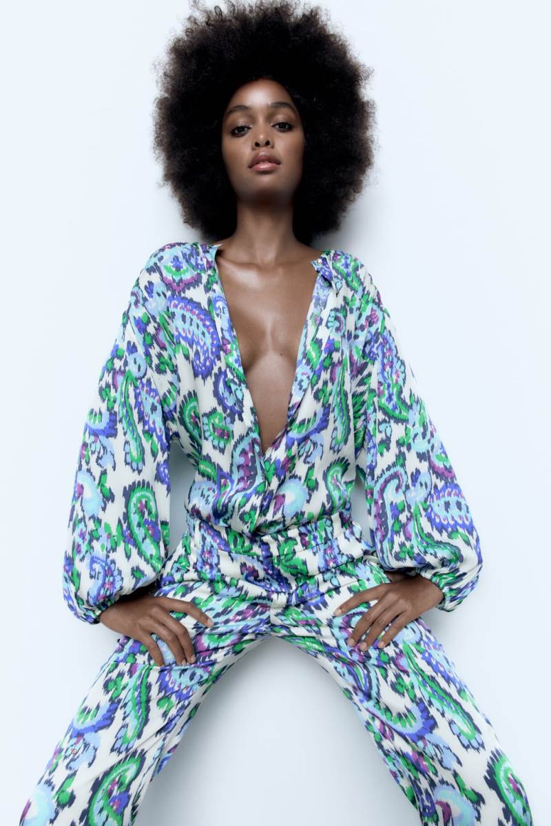 ZARA PRINTED WITH GATHERED DETAILS Blusar Dam Olika Färger Röda | SQYTJ-5791