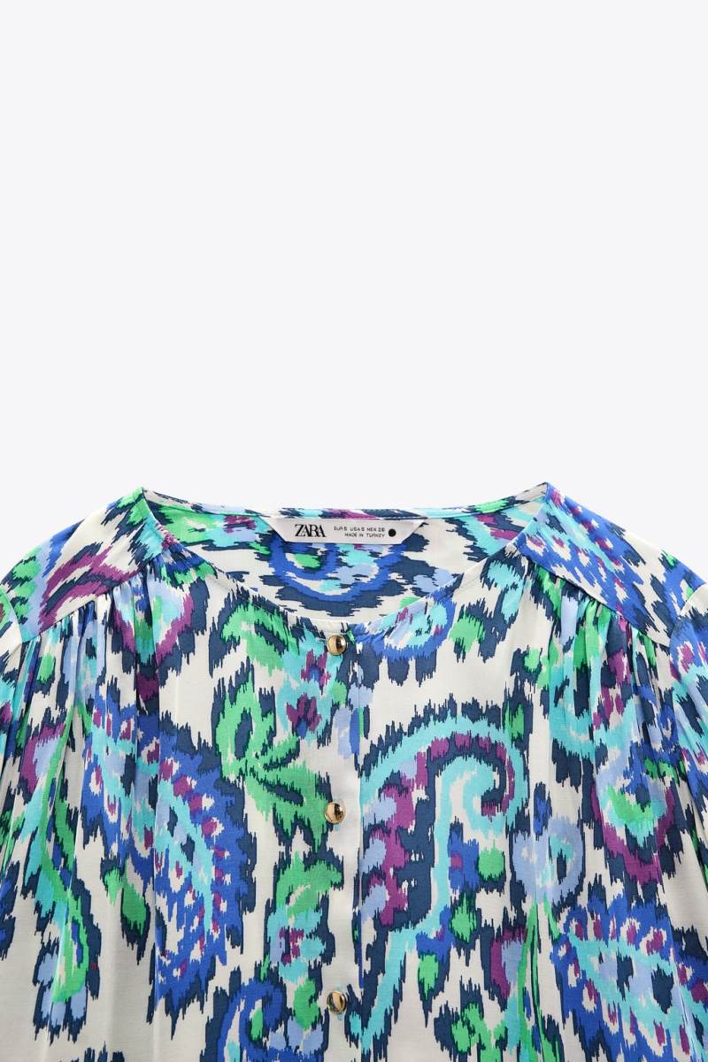 ZARA PRINTED WITH GATHERED DETAILS Blusar Dam Olika Färger Röda | SQYTJ-5791