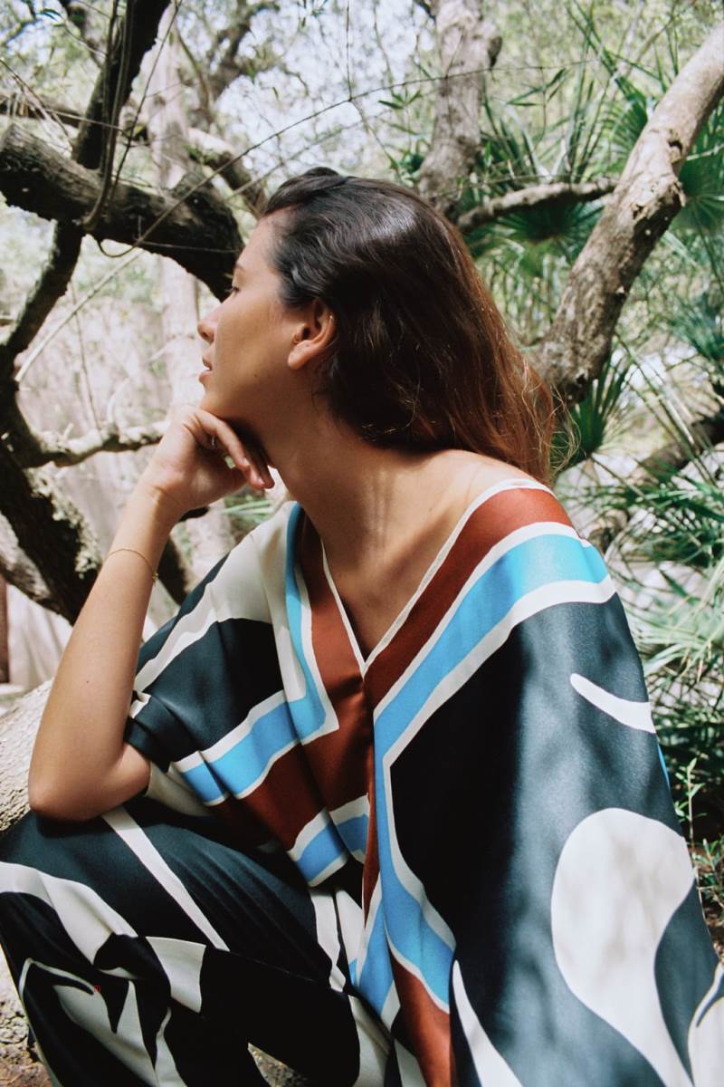 ZARA PRINTED WITH TIES Blusar Dam Grå Vita | IRSOF-6029