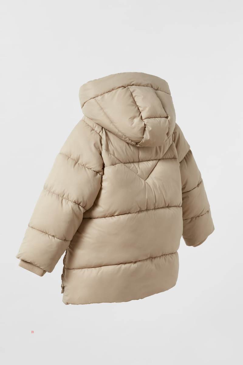 ZARA PUFFER ANORAK WITH SIDE SNAP-BUTTONS Vinterjackor Tjej Beige | GVLDM-2946