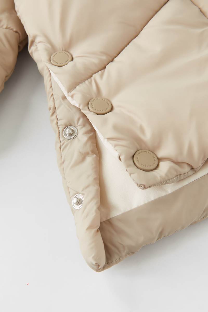 ZARA PUFFER ANORAK WITH SIDE SNAP-BUTTONS Vinterjackor Tjej Beige | GVLDM-2946