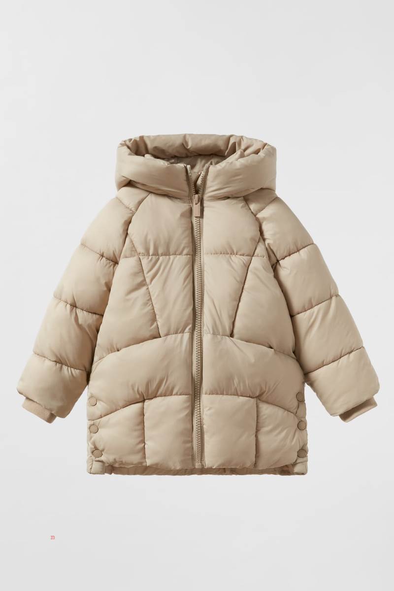 ZARA PUFFER ANORAK WITH SIDE SNAP-BUTTONS Vinterjackor Pojke Beige | UFTPY-9601
