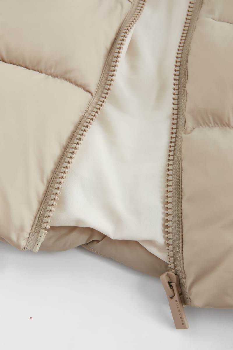 ZARA PUFFER ANORAK WITH SIDE SNAP-BUTTONS Vinterjackor Pojke Beige | UFTPY-9601