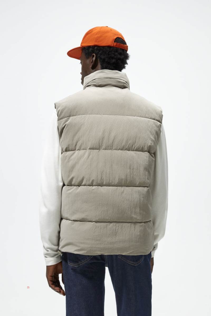 ZARA PUFFER Kostym Gilet Herr Ljuskhaki | GHICY-1095
