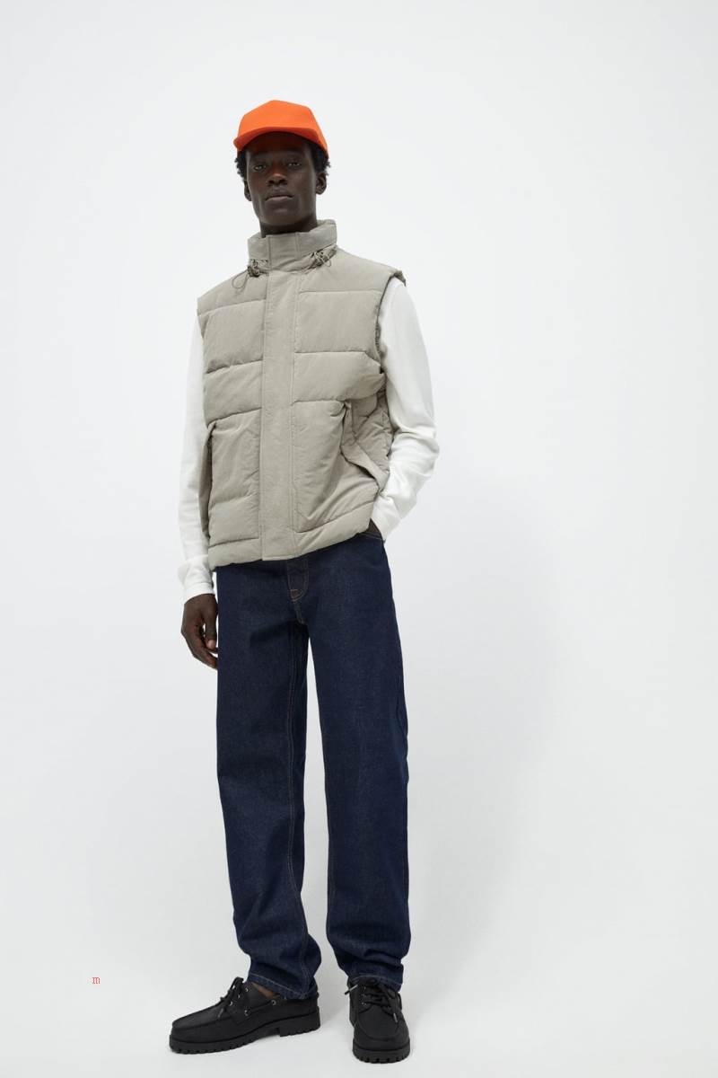ZARA PUFFER Kostym Gilet Herr Ljuskhaki | GHICY-1095