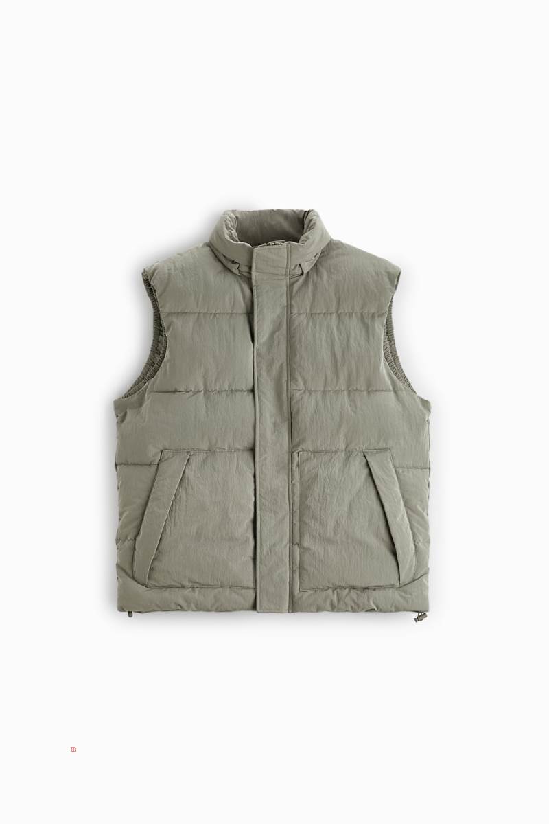 ZARA PUFFER Kostym Gilet Herr Ljuskhaki | GHICY-1095