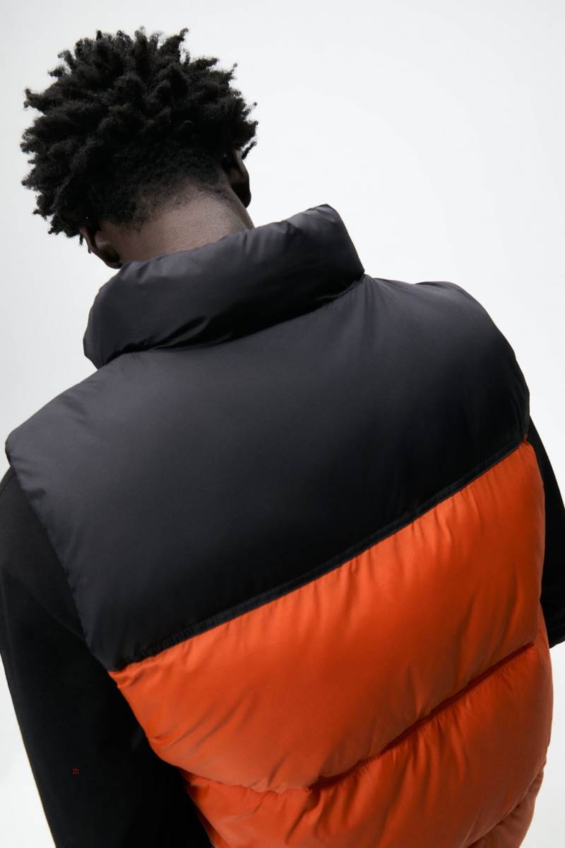 ZARA PUFFER Kostym Gilet Herr Orange | UAPQR-0738