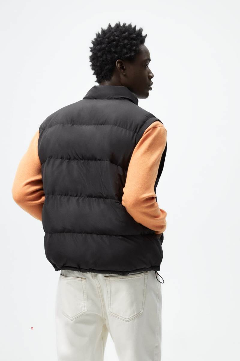 ZARA PUFFER Kostym Gilet Herr Svarta | MAHCQ-5342