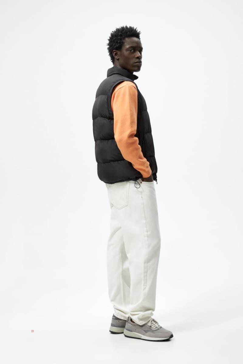ZARA PUFFER Kostym Gilet Herr Svarta | MAHCQ-5342
