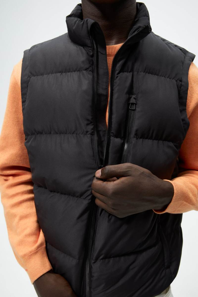 ZARA PUFFER Kostym Gilet Herr Svarta | MAHCQ-5342