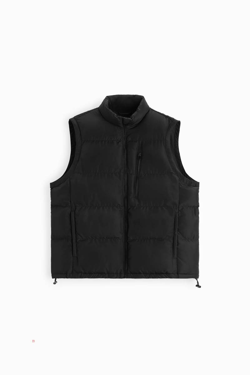 ZARA PUFFER Kostym Gilet Herr Svarta | MAHCQ-5342