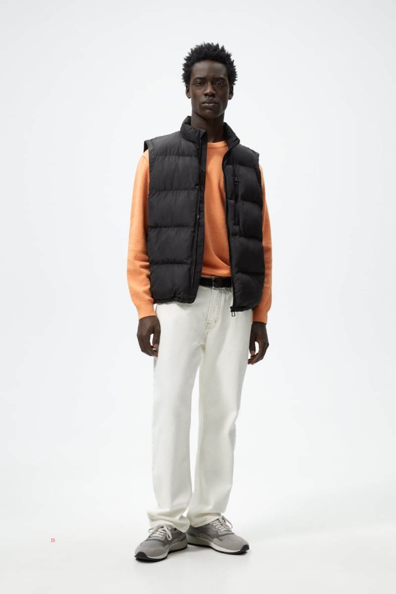 ZARA PUFFER Kostym Gilet Herr Svarta | MAHCQ-5342