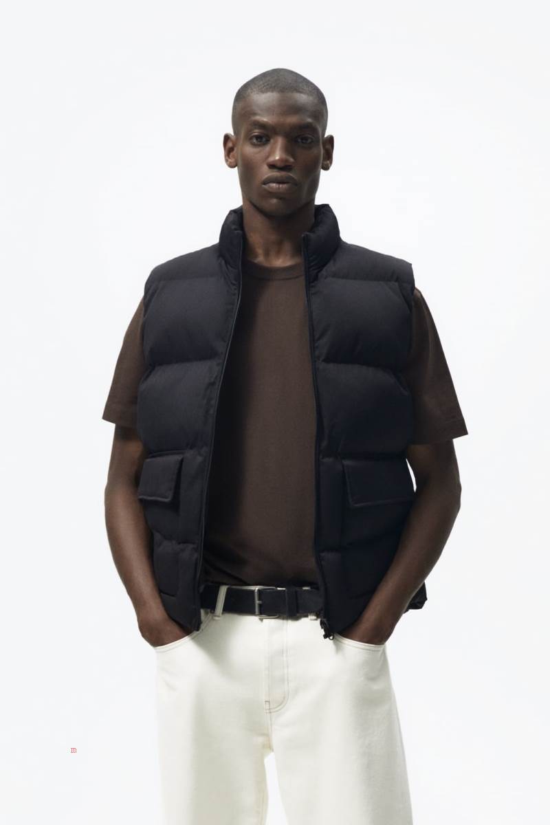 ZARA PUFFER Kostym Gilet Herr Svarta | OCRIH-4628