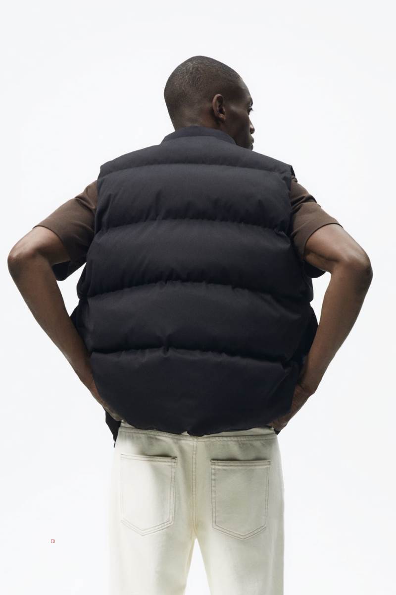 ZARA PUFFER Kostym Gilet Herr Svarta | OCRIH-4628