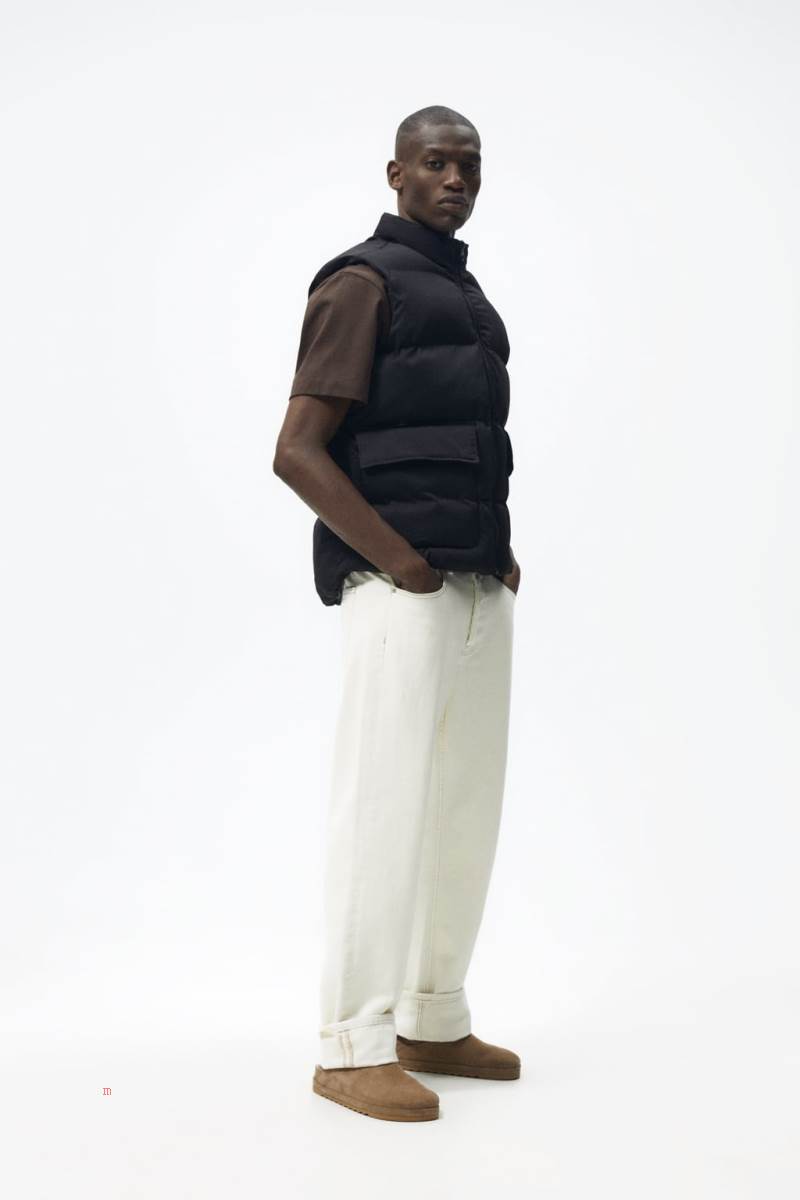 ZARA PUFFER Kostym Gilet Herr Svarta | OCRIH-4628