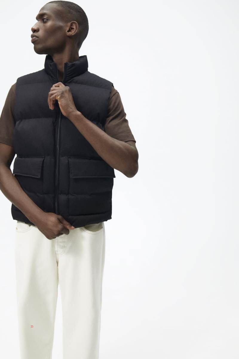 ZARA PUFFER Kostym Gilet Herr Svarta | OCRIH-4628