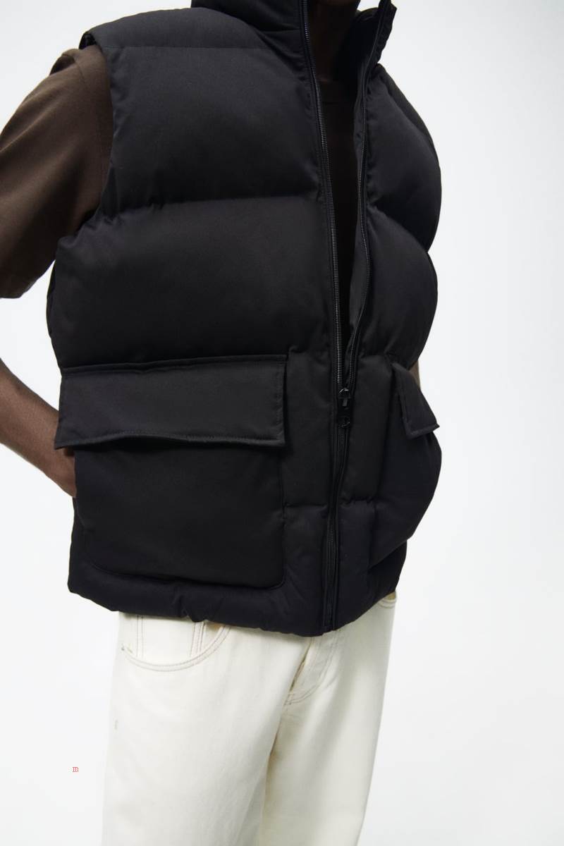 ZARA PUFFER Kostym Gilet Herr Svarta | OCRIH-4628