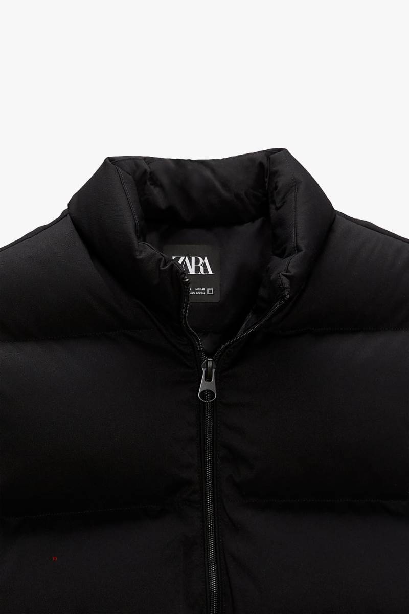 ZARA PUFFER Kostym Gilet Herr Svarta | OCRIH-4628