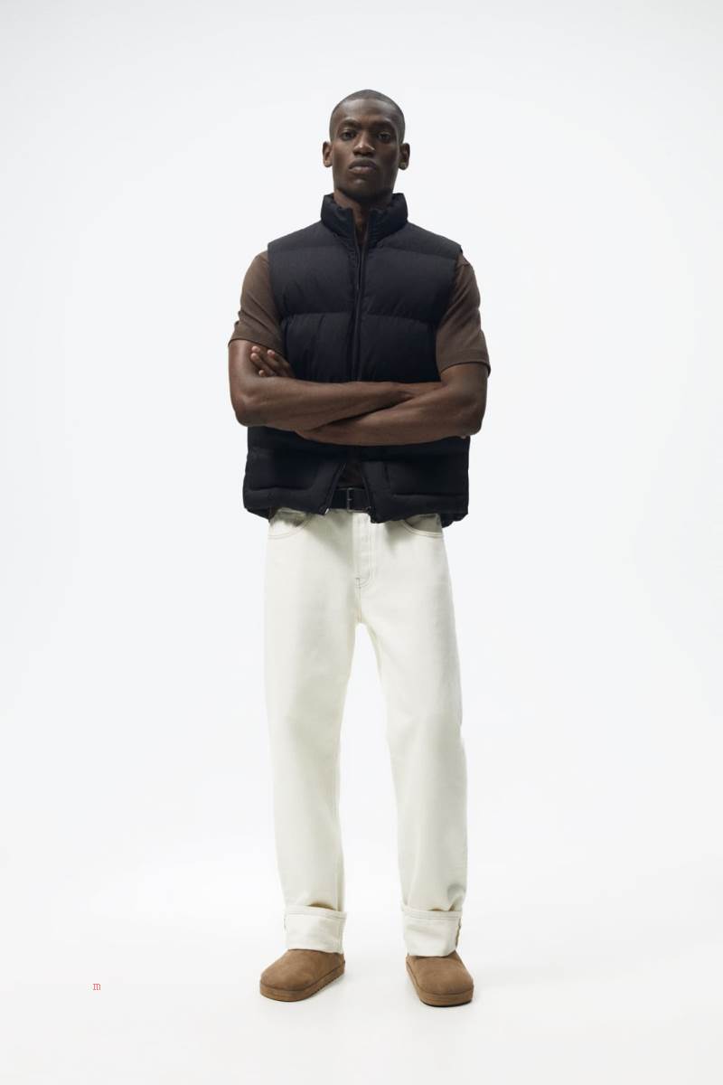 ZARA PUFFER Kostym Gilet Herr Svarta | OCRIH-4628