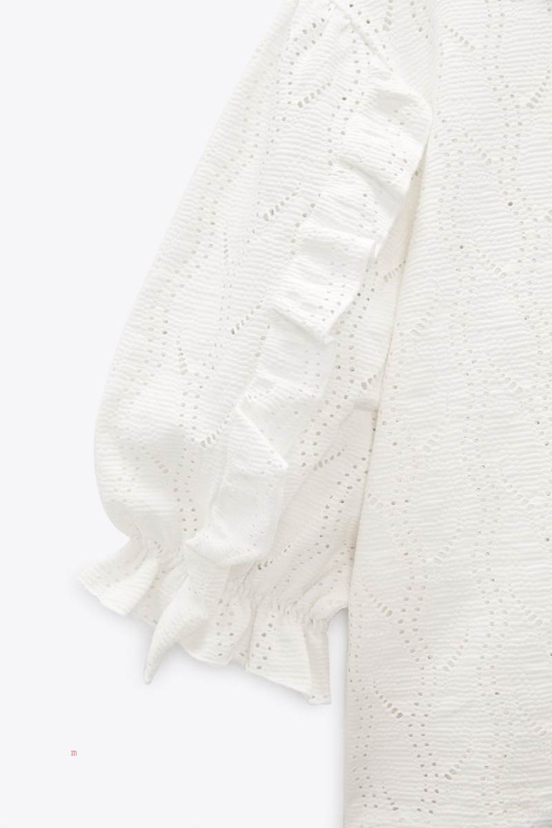 ZARA PUFF SLEEVE T-shirt Dam Vita | DSWFN-1037