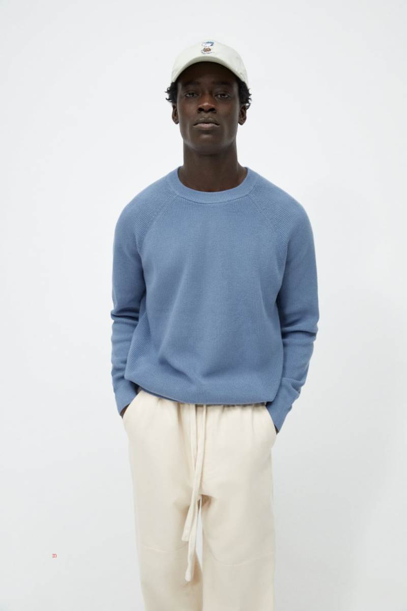 ZARA PURL KNIT Tröjor Herr Blå | BZSCQ-6189