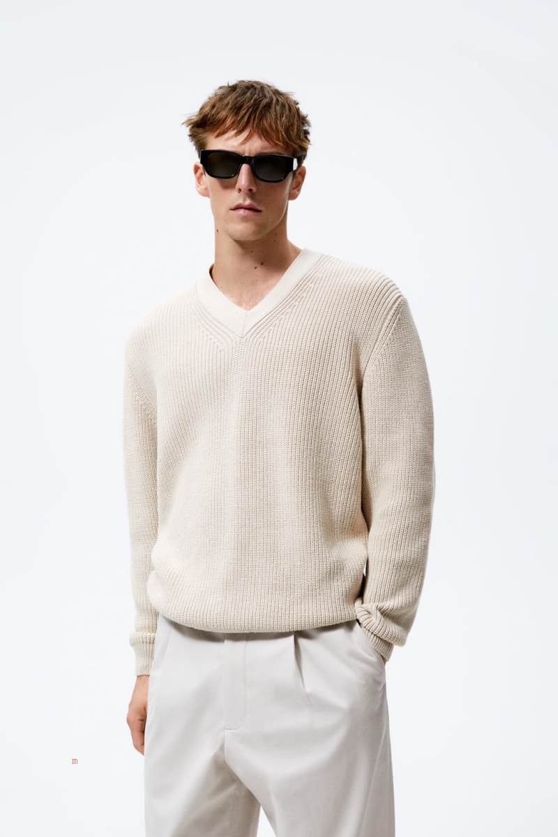 ZARA PURL KNIT Tröjor Herr Grå | WGAJB-9582