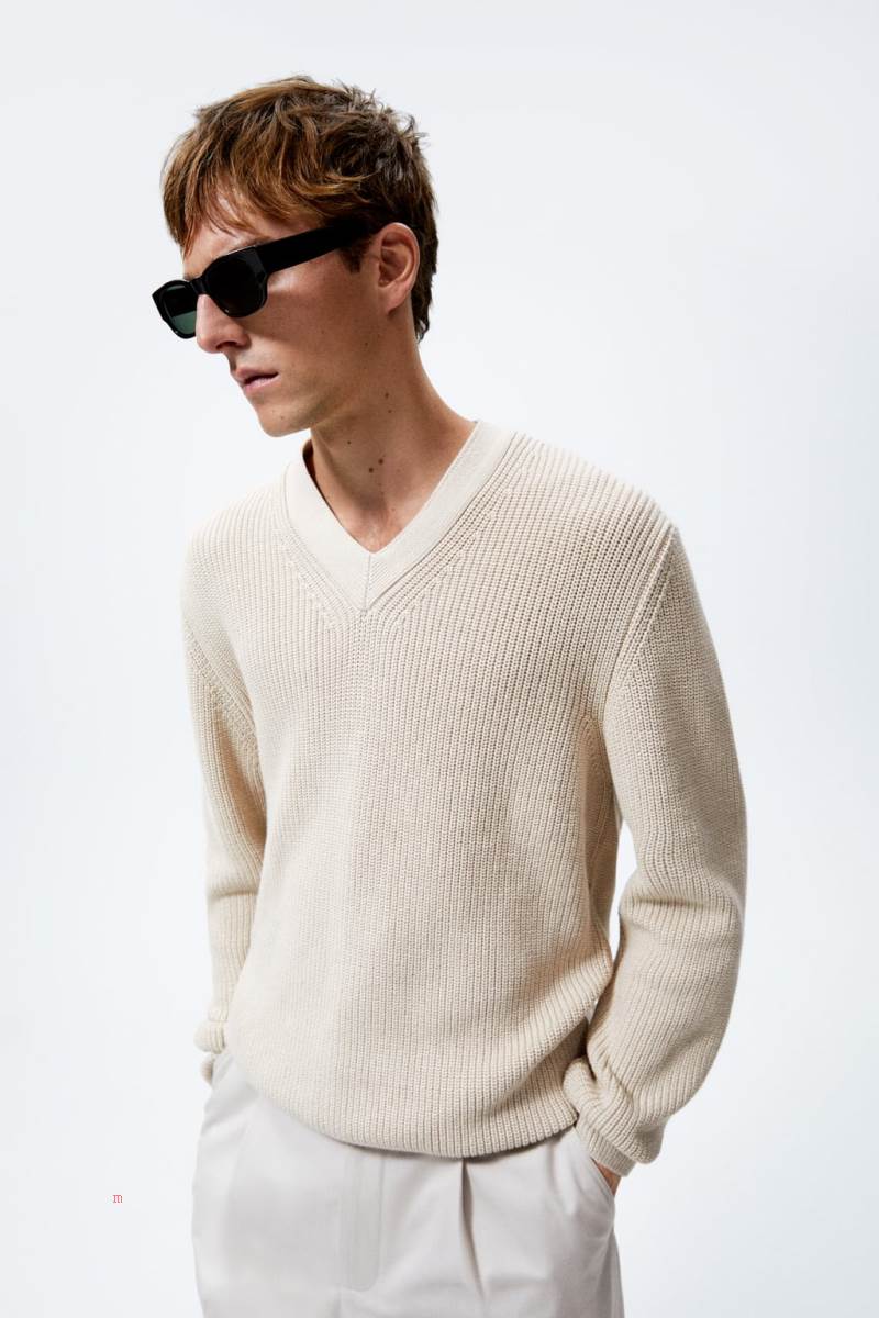 ZARA PURL KNIT Tröjor Herr Grå | WGAJB-9582
