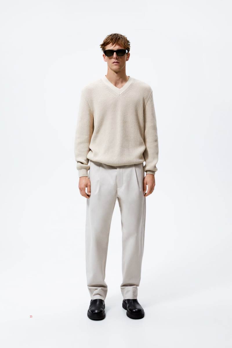 ZARA PURL KNIT Tröjor Herr Grå | WGAJB-9582
