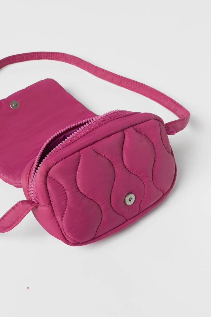 ZARA QUILTED Crossbody Väska Tjej Rosa | YSRTX-3201