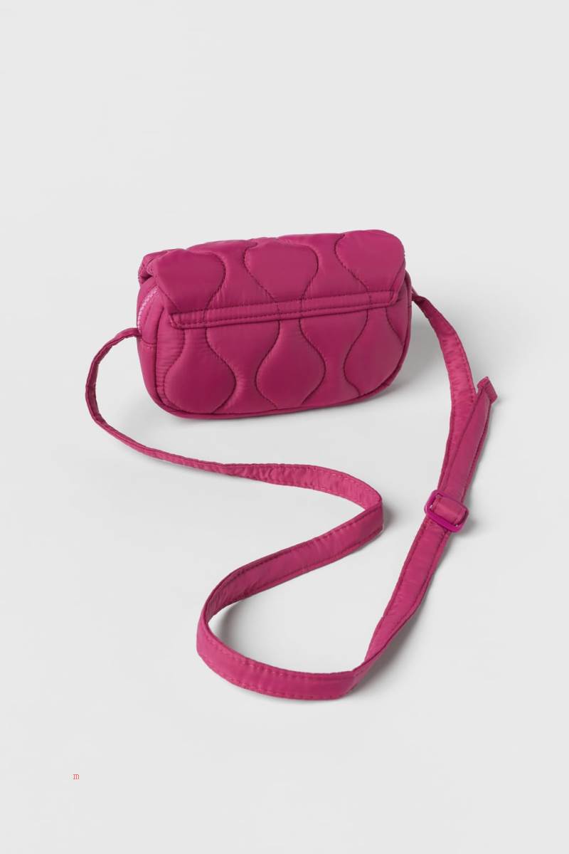ZARA QUILTED Crossbody Väska Tjej Rosa | YSRTX-3201