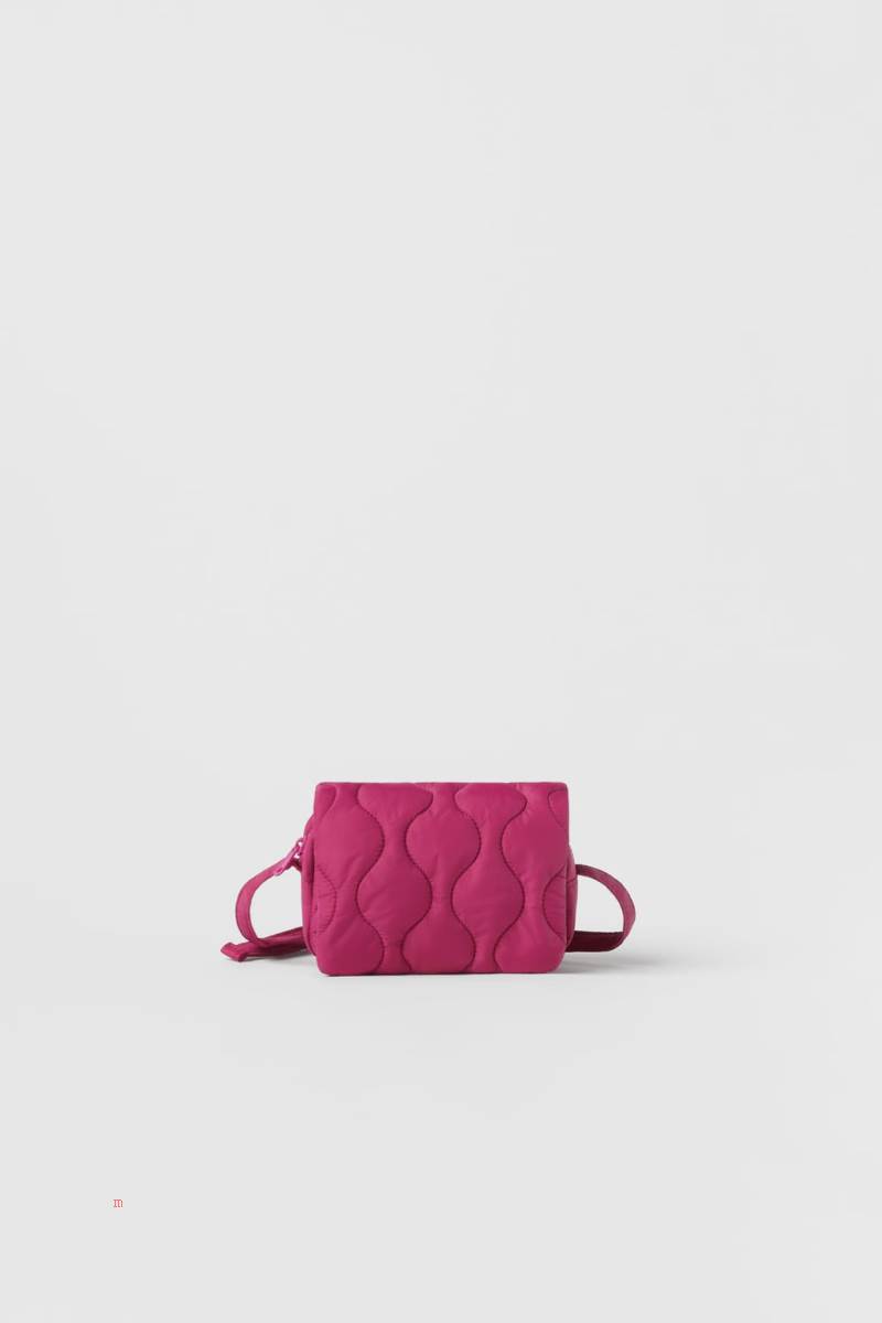 ZARA QUILTED Crossbody Väska Tjej Rosa | YSRTX-3201