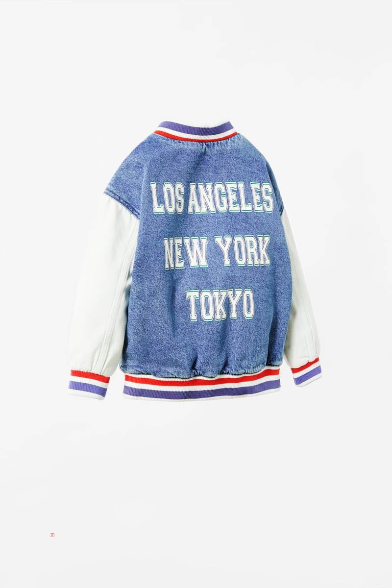 ZARA QUILTED DENIM VARSITY Quiltad Jacka Pojke Blå | BYPGS-9457