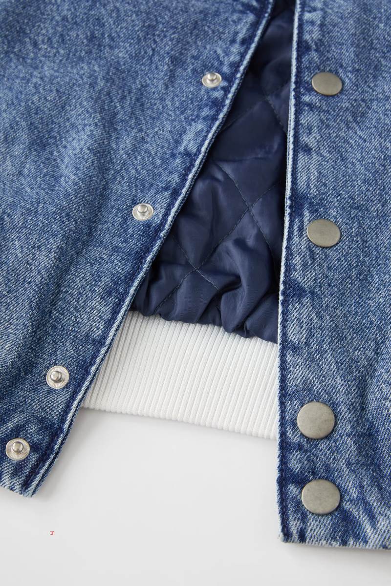ZARA QUILTED DENIM VARSITY Quiltad Jacka Pojke Blå | BYPGS-9457