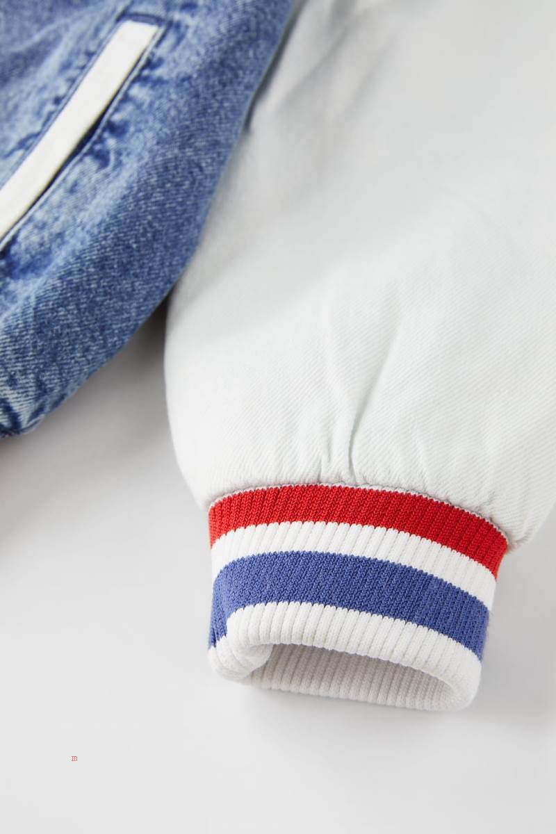 ZARA QUILTED DENIM VARSITY Quiltad Jacka Pojke Blå | BYPGS-9457