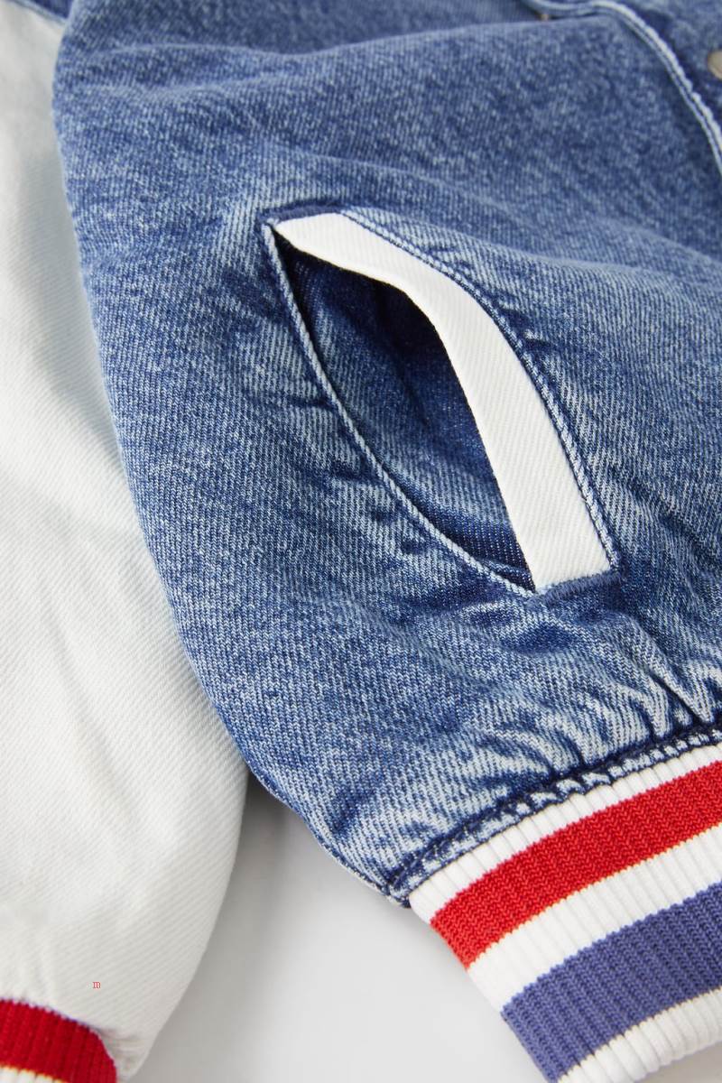 ZARA QUILTED DENIM VARSITY Quiltad Jacka Pojke Blå | BYPGS-9457