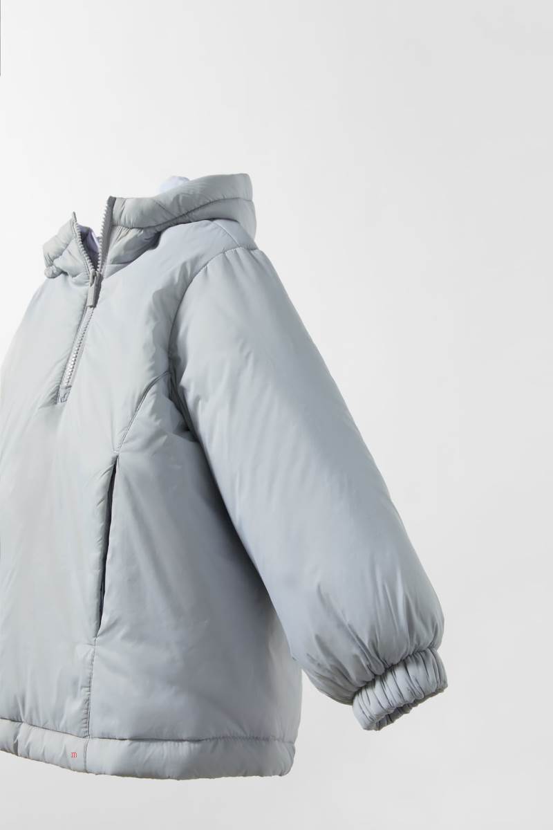ZARA QUILTED NYLON ANORAK Vinterjackor Tjej Blå Grå | TVBLH-9307