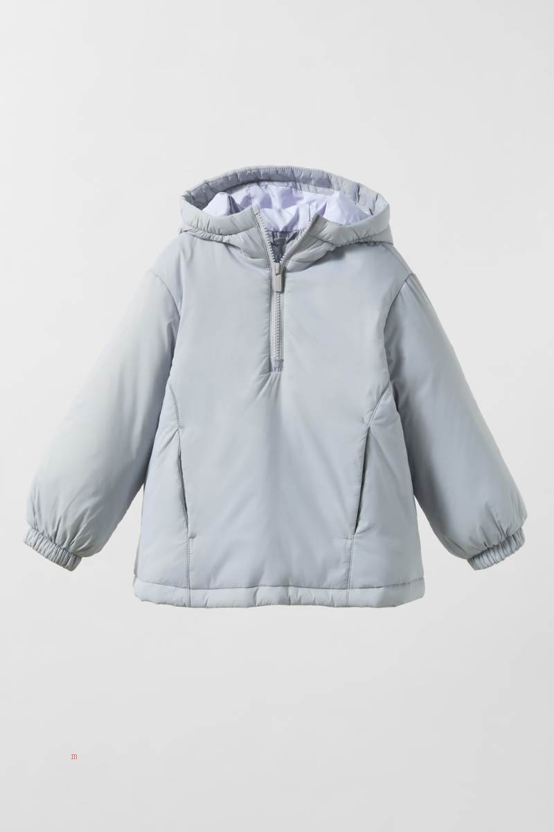 ZARA QUILTED NYLON ANORAK Vinterjackor Tjej Blå Grå | TVBLH-9307