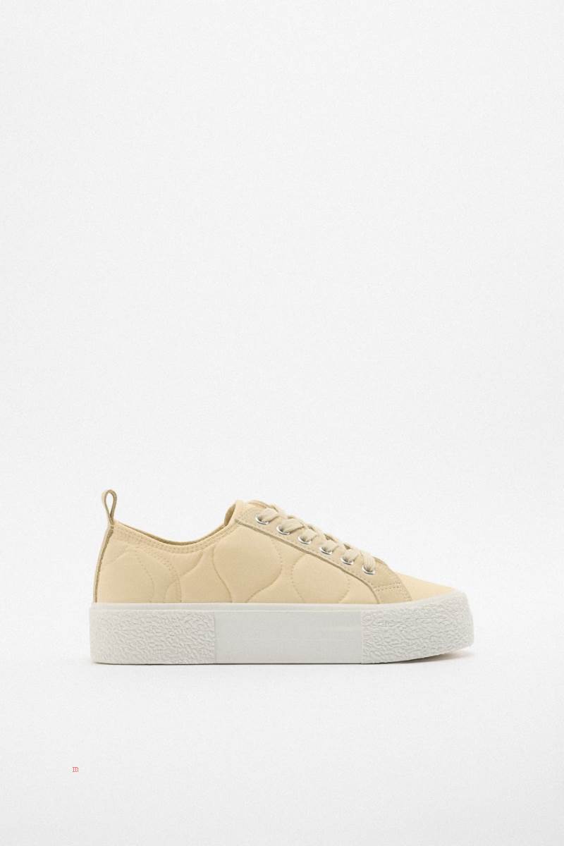 ZARA QUILTED Träningsskor Dam Beige | JRUQI-9270