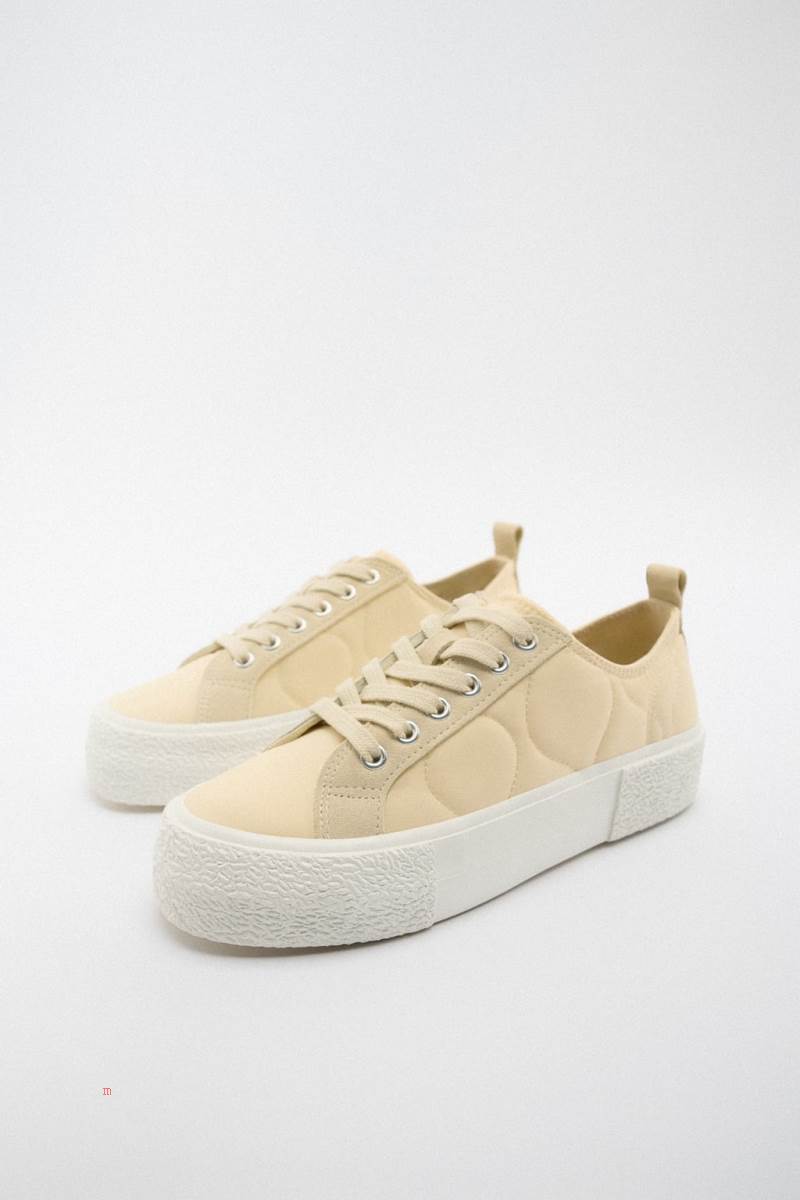 ZARA QUILTED Träningsskor Dam Beige | JRUQI-9270