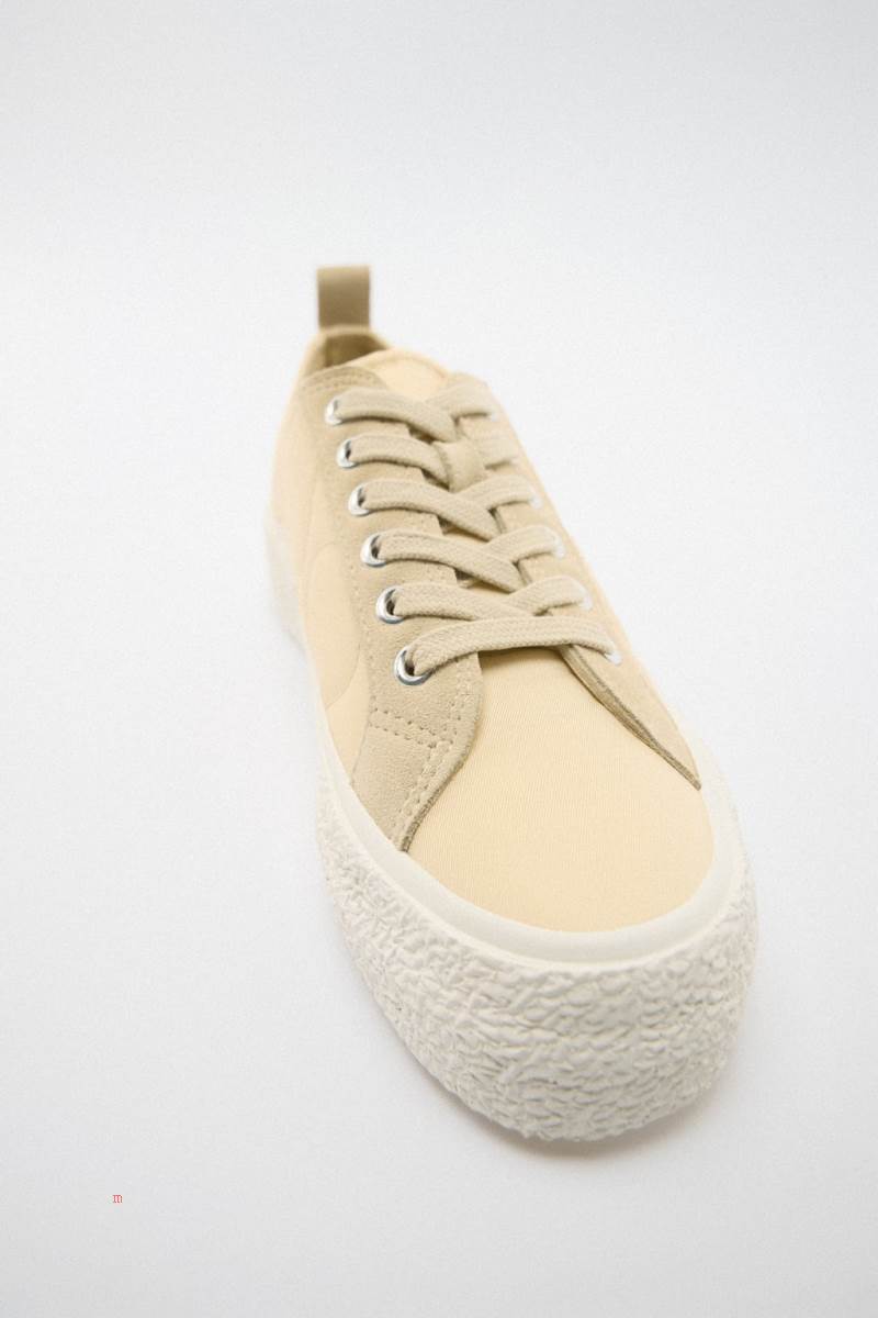 ZARA QUILTED Träningsskor Dam Beige | JRUQI-9270