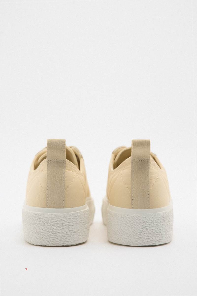 ZARA QUILTED Träningsskor Dam Beige | JRUQI-9270
