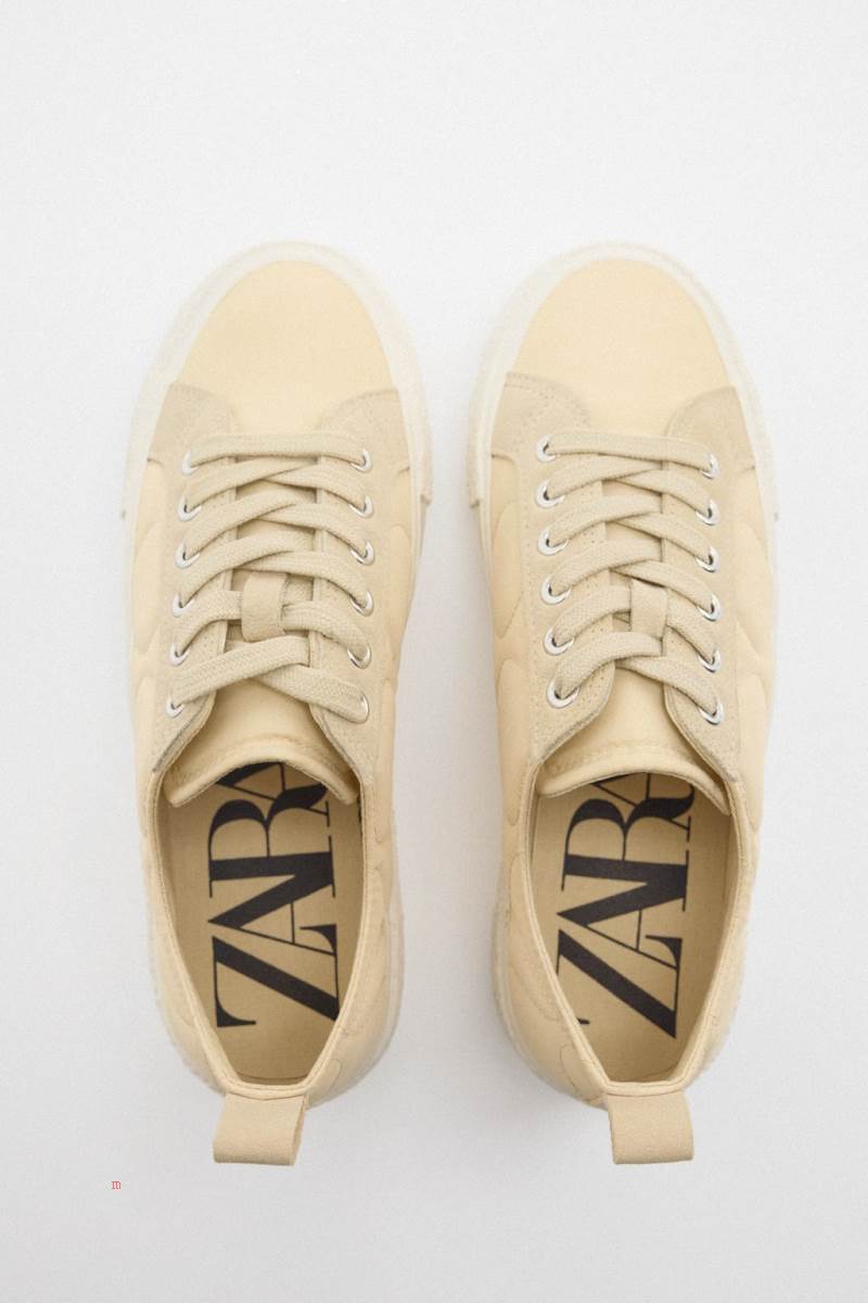 ZARA QUILTED Träningsskor Dam Beige | JRUQI-9270