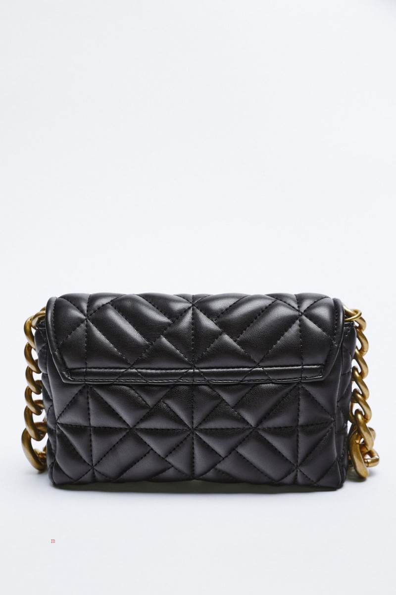 ZARA QUILTED WITH CHAIN Axelväska Dam Svarta | ZYSGN-2163