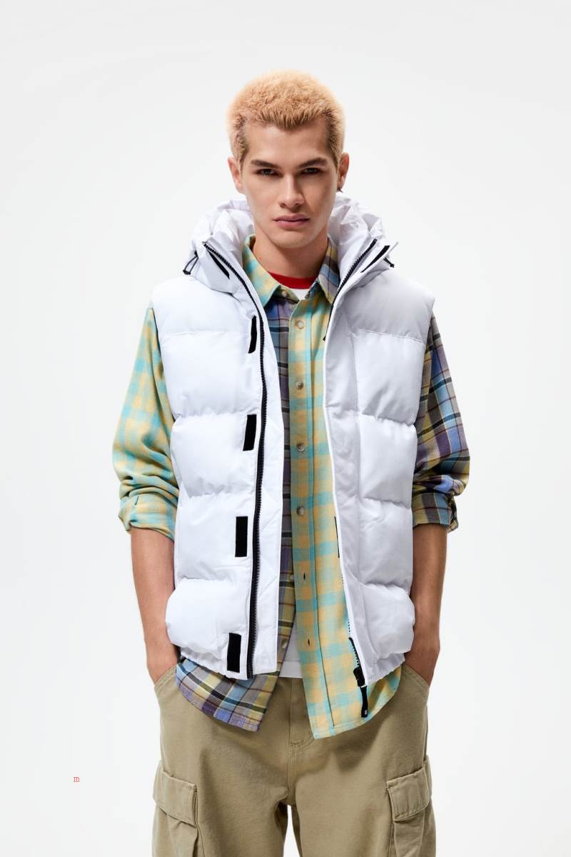 ZARA QUILTED WITH HOOD Kostym Gilet Herr Vita | KMGPE-3624