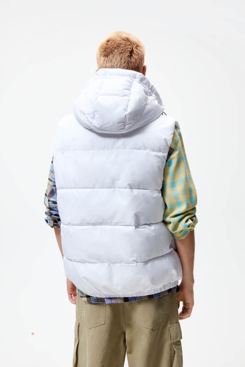 ZARA QUILTED WITH HOOD Kostym Gilet Herr Vita | KMGPE-3624