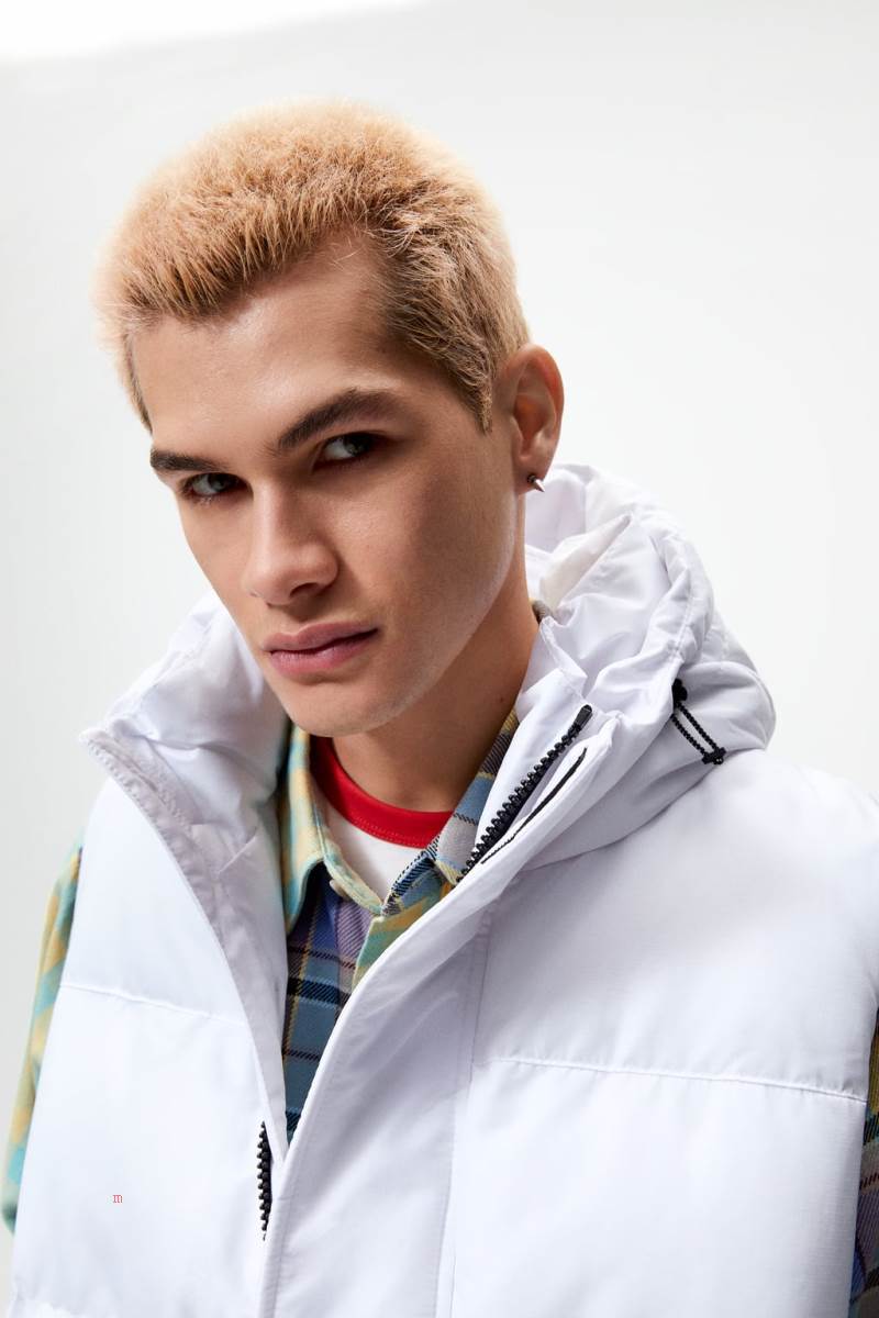 ZARA QUILTED WITH HOOD Kostym Gilet Herr Vita | KMGPE-3624
