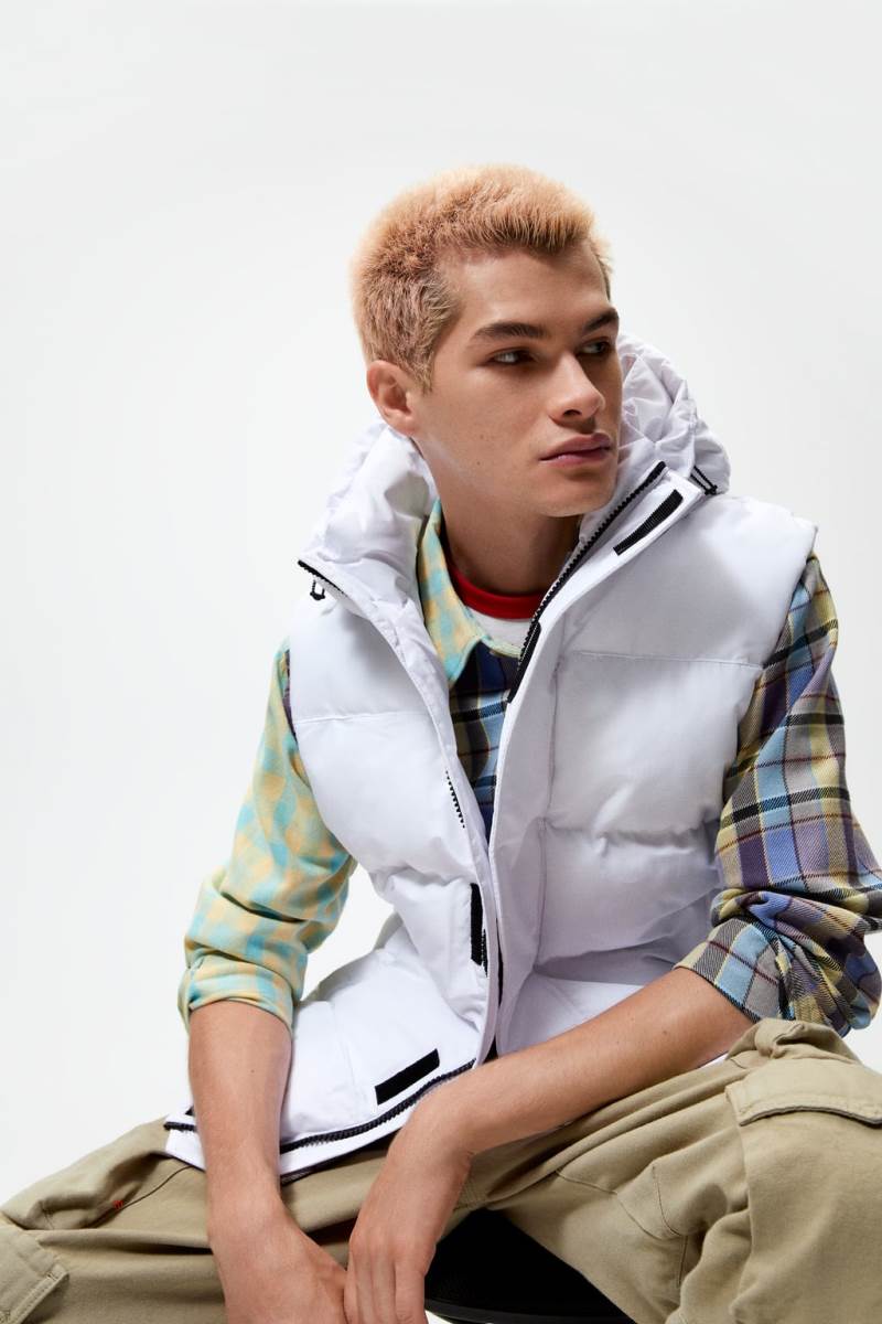 ZARA QUILTED WITH HOOD Kostym Gilet Herr Vita | KMGPE-3624