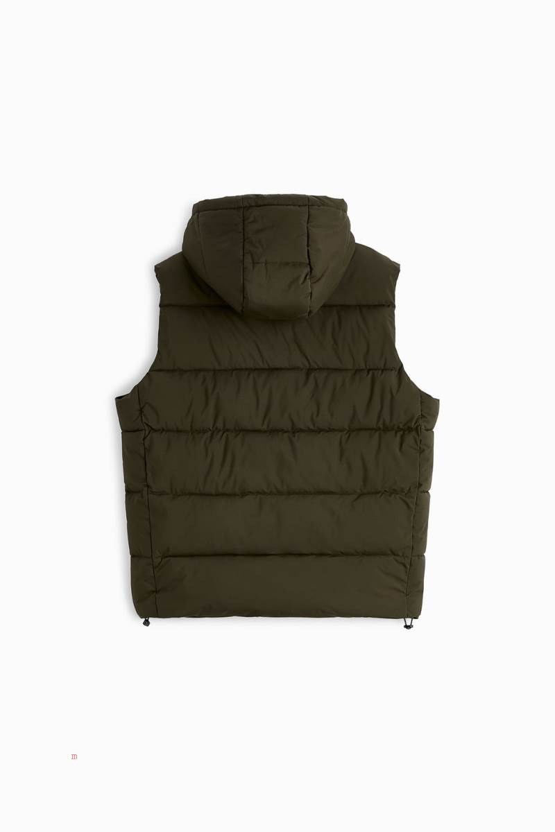 ZARA QUILTED WITH HOOD Kostym Gilet Herr Khaki | SJNWX-8129